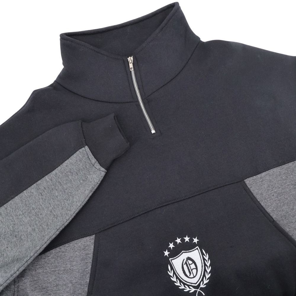 NEW Fleece Factory Art & Motion Quarter Zip Sweatshirt Black Mens Large